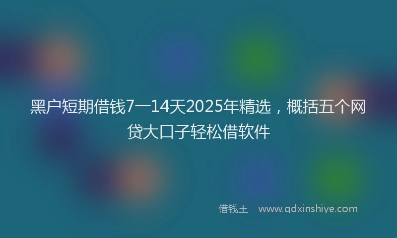 黑户短期借钱7一14天2025年精选,概括五个网贷大口子轻松借软件