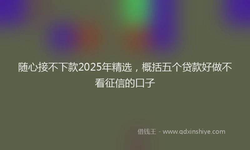 随心接不下款2025年精选，概括五个贷款好做不看征信的口子