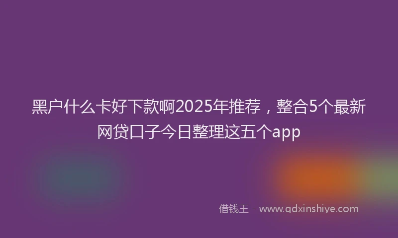 黑户什么卡好下款啊2025年推荐，整合5个最新网贷口子今日整理这五个app