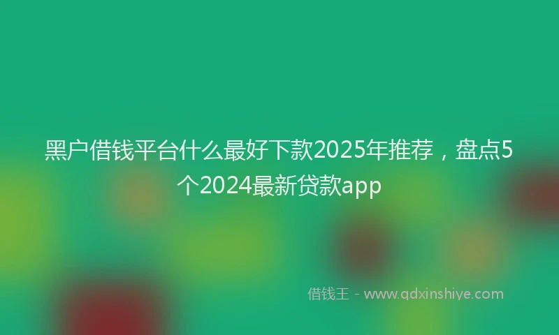 黑户借钱平台什么最好下款2025年推荐，盘点5个2024最新贷款app