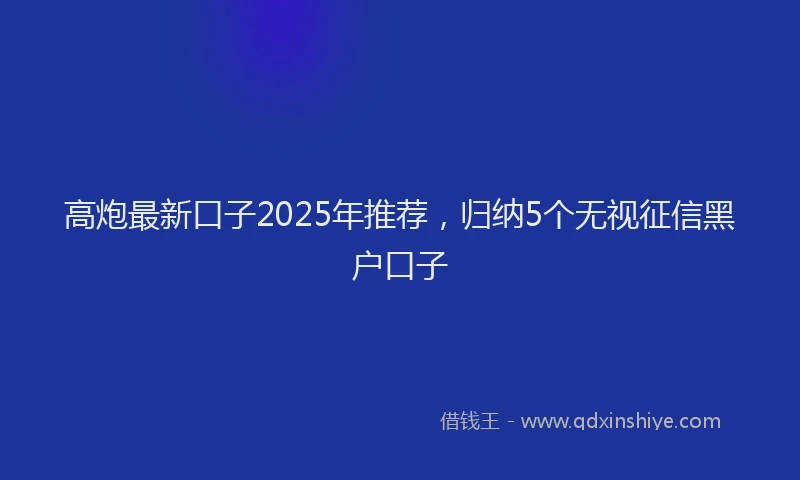 高炮最新口子2025年推荐，归纳5个无视征信黑户口子