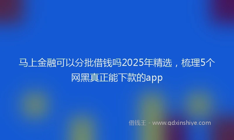 马上金融可以分批借钱吗2025年精选，梳理5个网黑真正能下款的app