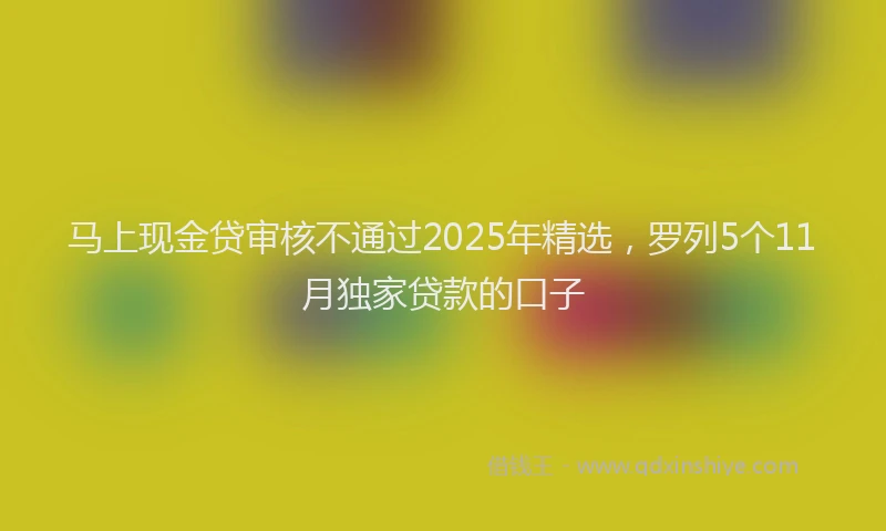 马上现金贷审核不通过2025年精选，罗列5个11月独家贷款的口子