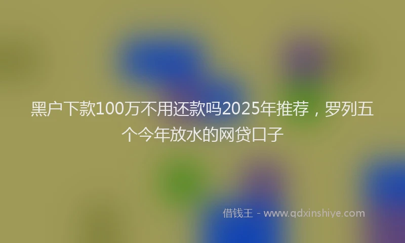 黑户下款100万不用还款吗2025年推荐，罗列五个今年放水的网贷口子