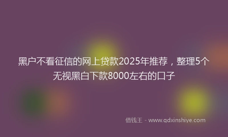 黑户不看征信的网上贷款2025年推荐，整理5个无视黑白下款8000左右的口子