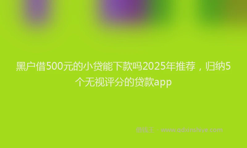 黑户借500元的小贷能下款吗2025年推荐，归纳5个无视评分的贷款app
