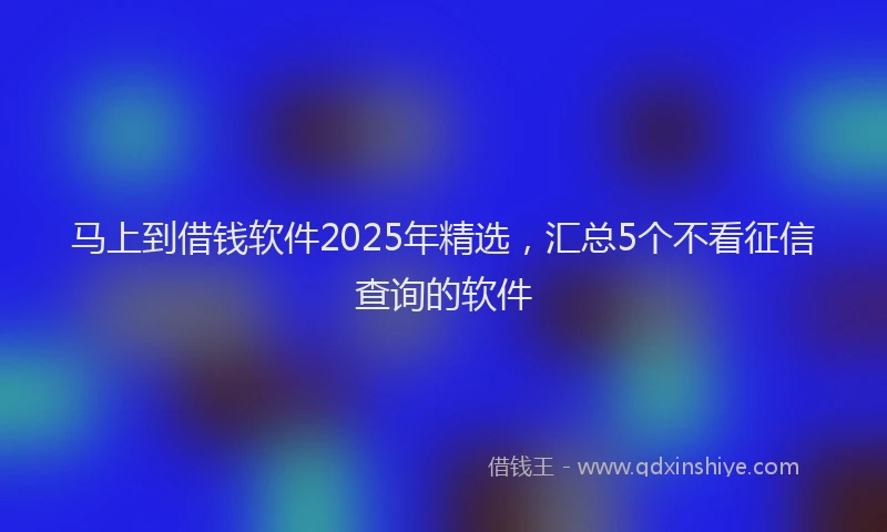 马上到借钱软件2025年精选，汇总5个不看征信查询的软件