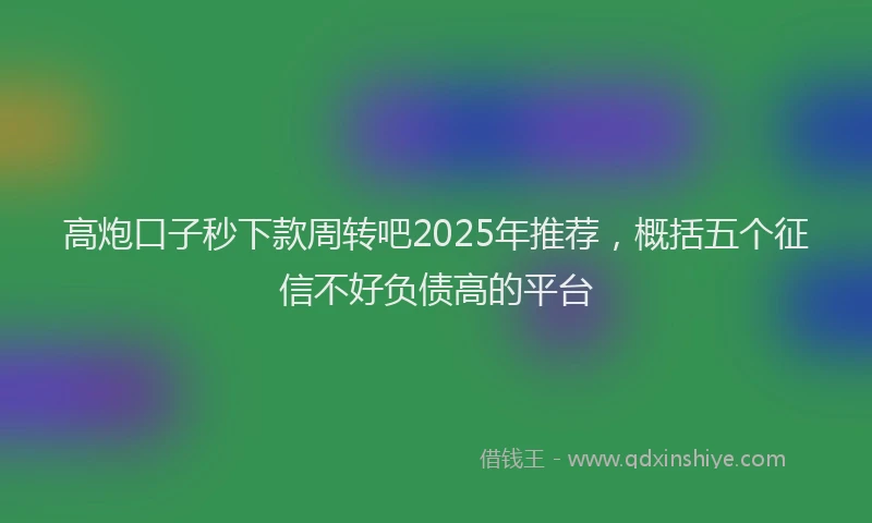 高炮口子秒下款周转吧2025年推荐，概括五个征信不好负债高的平台