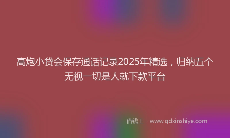 高炮小贷会保存通话记录2025年精选，归纳五个无视一切是人就下款平台