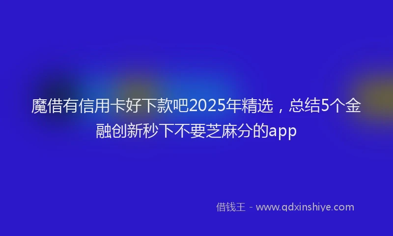 魔借有信用卡好下款吧2025年精选，总结5个金融创新秒下不要芝麻分的app