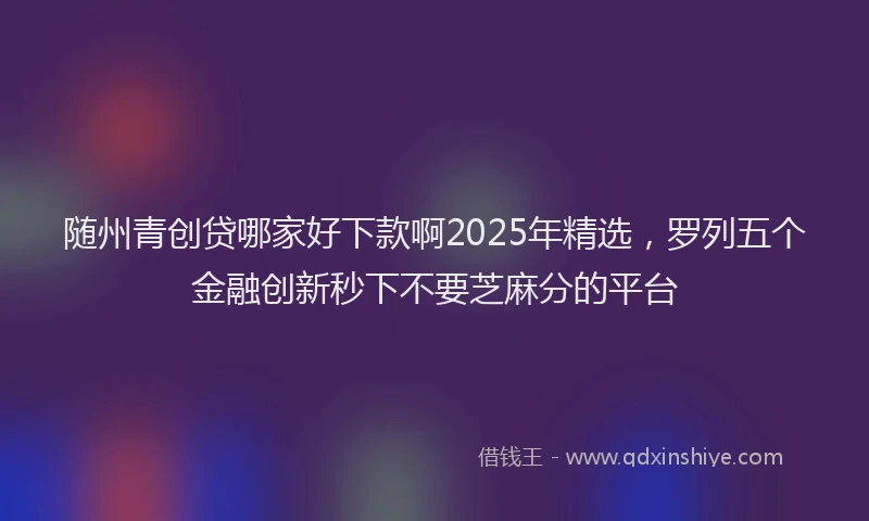 随州青创贷哪家好下款啊2025年精选，罗列五个金融创新秒下不要芝麻分的平台