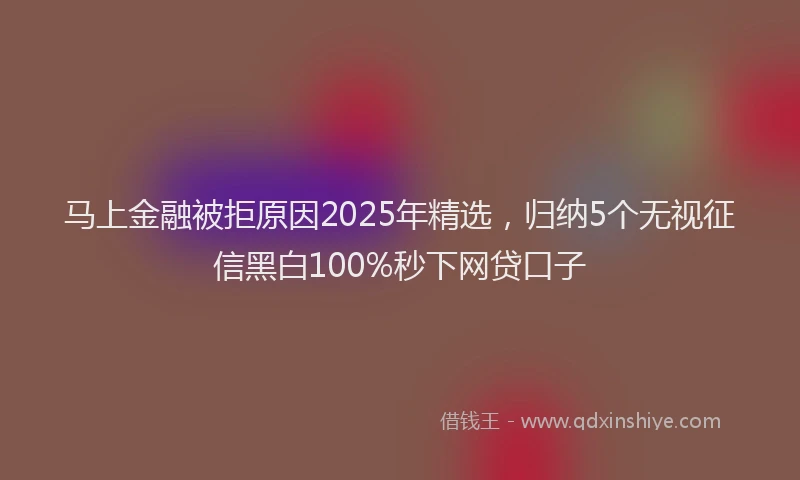 马上金融被拒原因2025年精选，归纳5个无视征信黑白100%秒下网贷口子