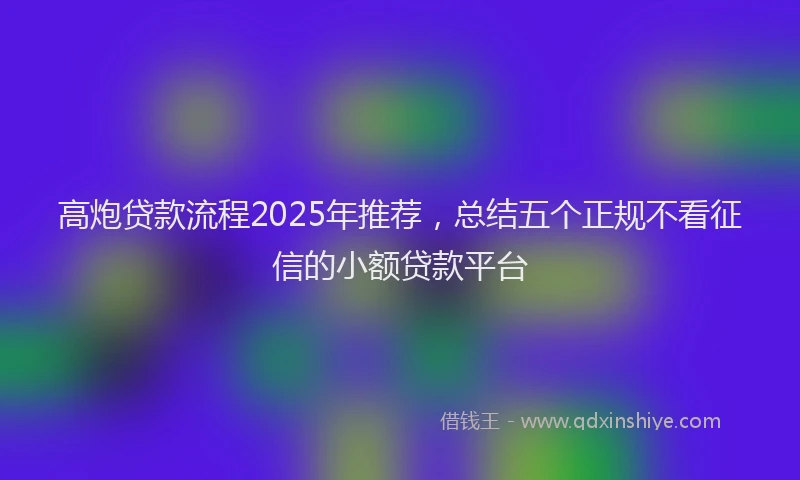 高炮贷款流程2025年推荐，总结五个正规不看征信的小额贷款平台