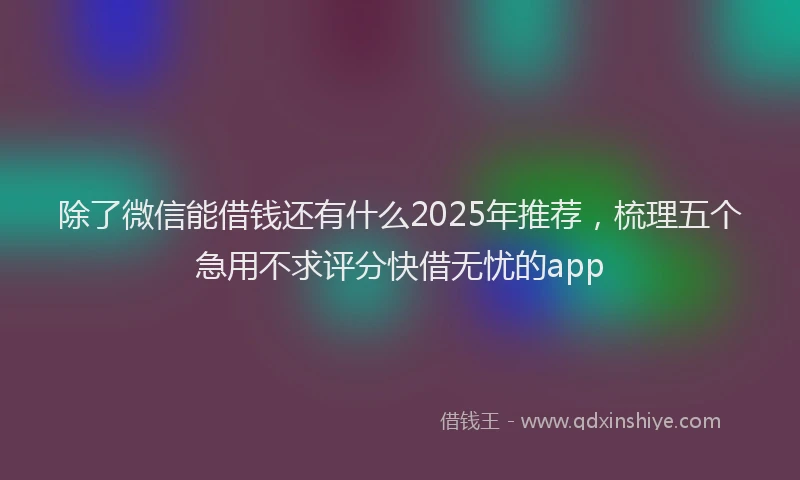 除了微信能借钱还有什么2025年推荐，梳理五个急用不求评分快借无忧的app