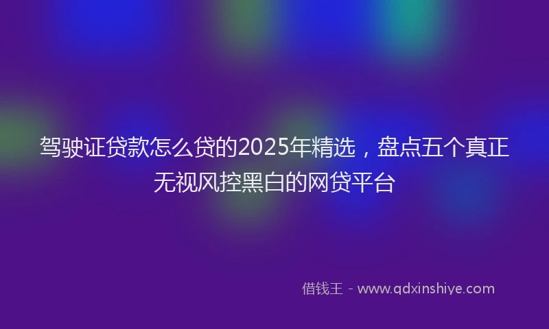 驾驶证贷款怎么贷的2025年精选，盘点五个真正无视风控黑白的网贷平台