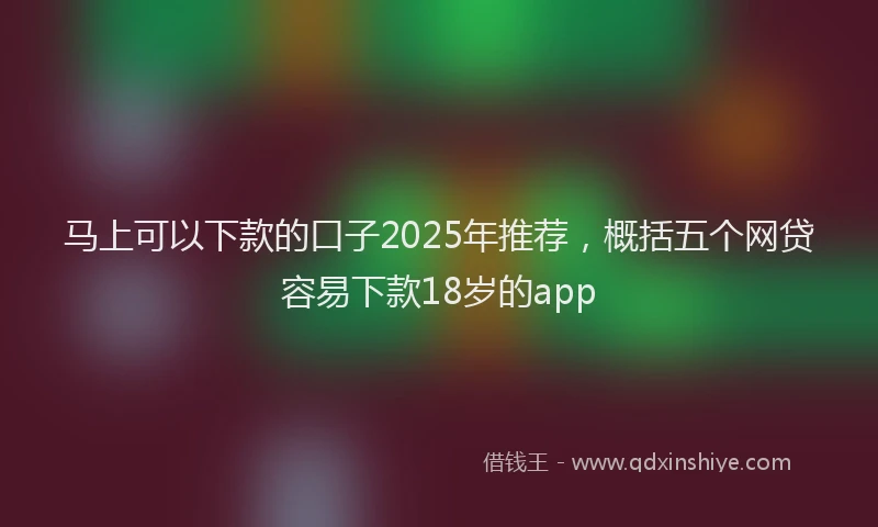 马上可以下款的口子2025年推荐，概括五个网贷容易下款18岁的app