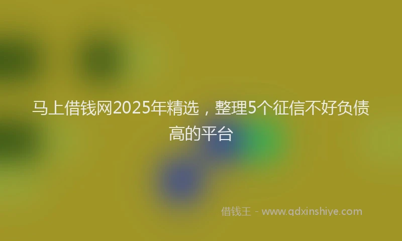 马上借钱网2025年精选，整理5个征信不好负债高的平台