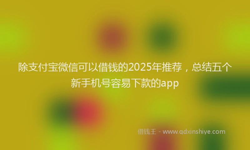 除支付宝微信可以借钱的2025年推荐，总结五个新手机号容易下款的app