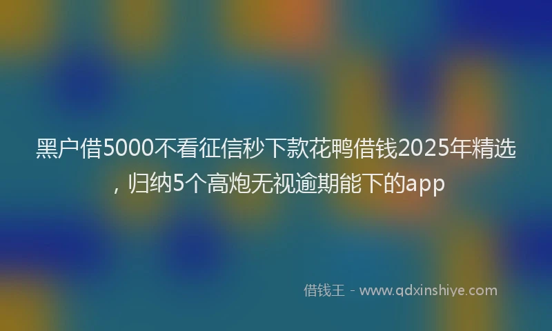 黑户借5000不看征信秒下款花鸭借钱2025年精选，归纳5个高炮无视逾期能下的app