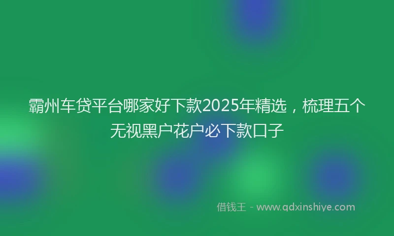 霸州车贷平台哪家好下款2025年精选，梳理五个无视黑户花户必下款口子