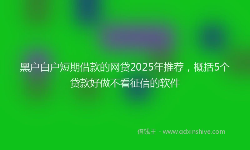 黑户白户短期借款的网贷2025年推荐,概括5个贷款好做不看征信的软件