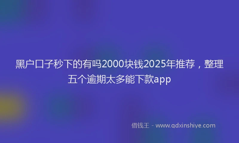 黑户口子秒下的有吗2000块钱2025年推荐，整理五个逾期太多能下款app