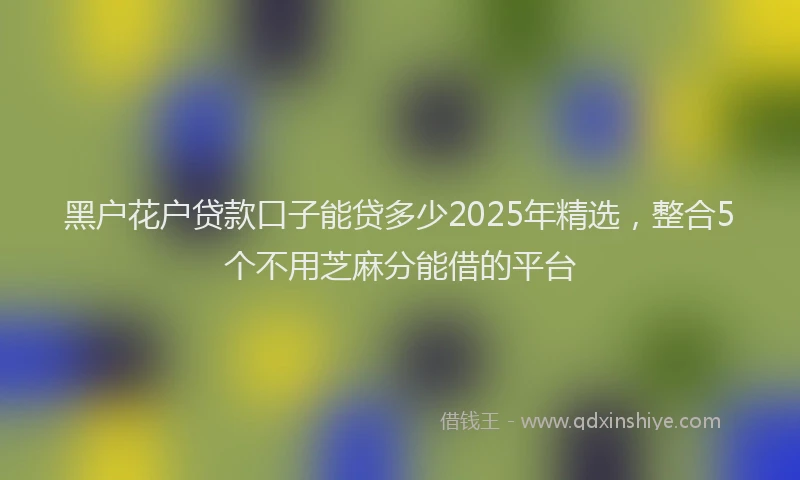 黑户花户贷款口子能贷多少2025年精选，整合5个不用芝麻分能借的平台