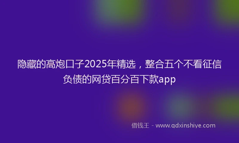 隐藏的高炮口子2025年精选，整合五个不看征信负债的网贷百分百下款app