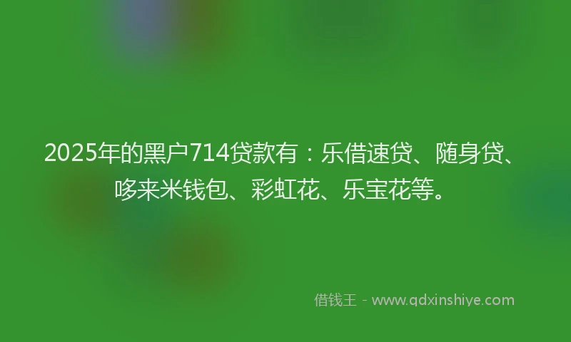 2025年的黑户714贷款有：乐借速贷、随身贷、哆来米钱包、彩虹花、乐宝花等。