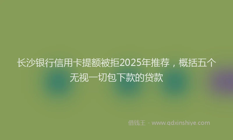 长沙银行信用卡提额被拒2025年推荐，概括五个无视一切包下款的贷款