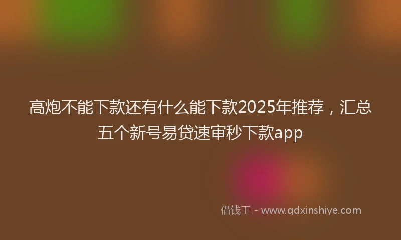 高炮不能下款还有什么能下款2025年推荐，汇总五个新号易贷速审秒下款app