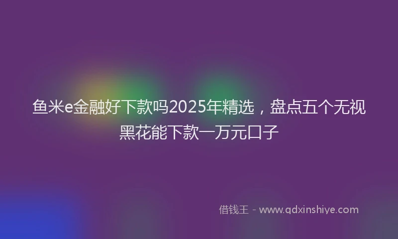 鱼米e金融好下款吗2025年精选，盘点五个无视黑花能下款一万元口子