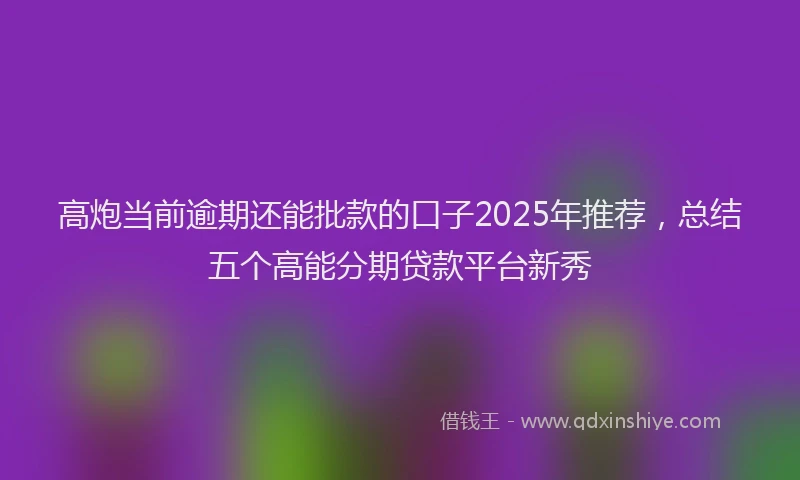 高炮当前逾期还能批款的口子2025年推荐，总结五个高能分期贷款平台新秀
