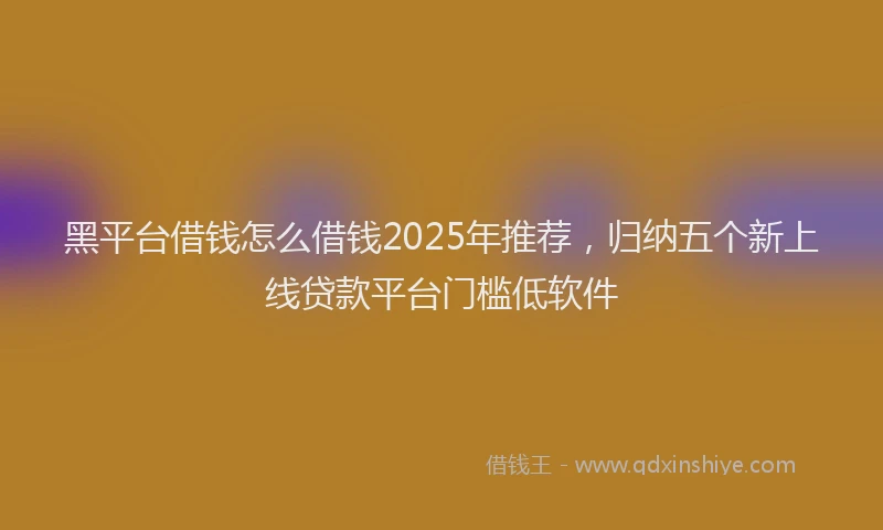 黑平台借钱怎么借钱2025年推荐，归纳五个新上线贷款平台门槛低软件