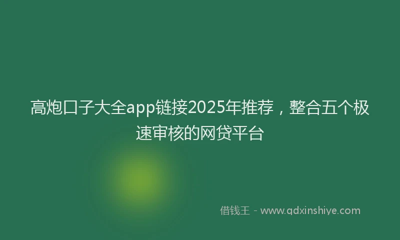 高炮口子大全app链接2025年推荐，整合五个极速审核的网贷平台