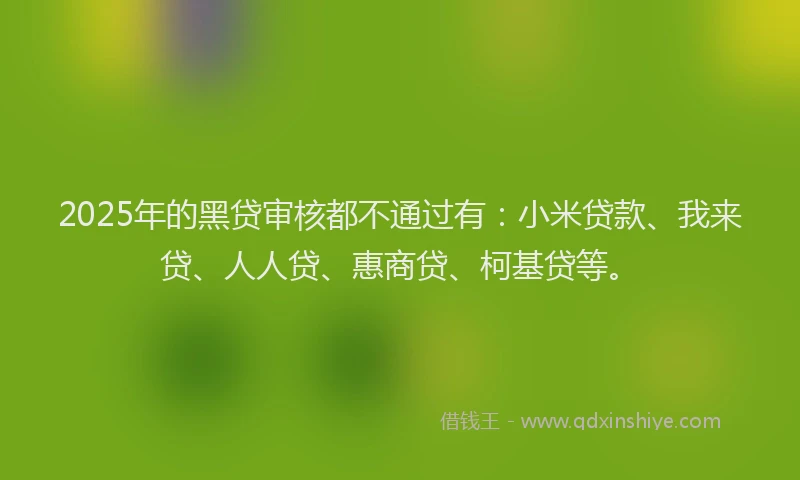 2025年的黑贷审核都不通过有：小米贷款、我来贷、人人贷、惠商贷、柯基贷等。