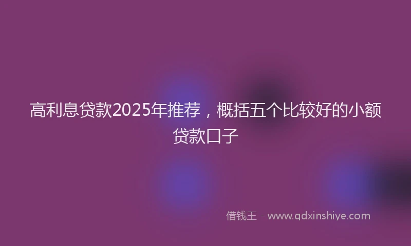 高利息贷款2025年推荐，概括五个比较好的小额贷款口子
