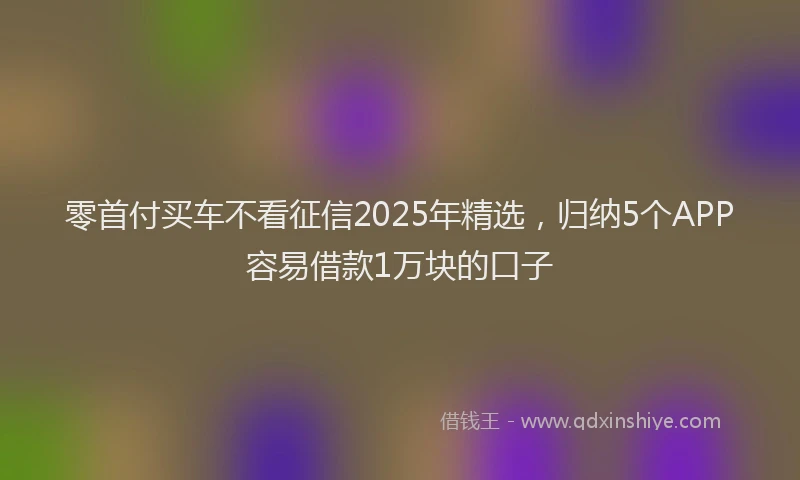 零首付买车不看征信2025年精选，归纳5个APP容易借款1万块的口子