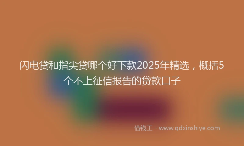 闪电贷和指尖贷哪个好下款2025年精选，概括5个不上征信报告的贷款口子
