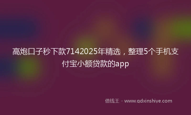 高炮口子秒下款7142025年精选，整理5个手机支付宝小额贷款的app