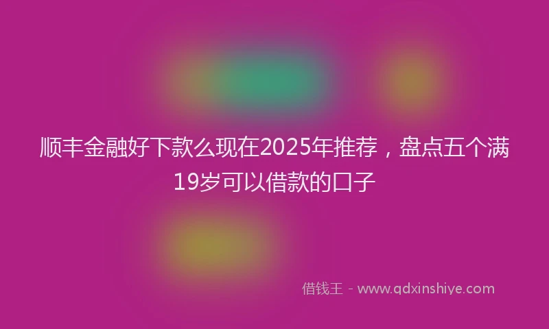 顺丰金融好下款么现在2025年推荐，盘点五个满19岁可以借款的口子