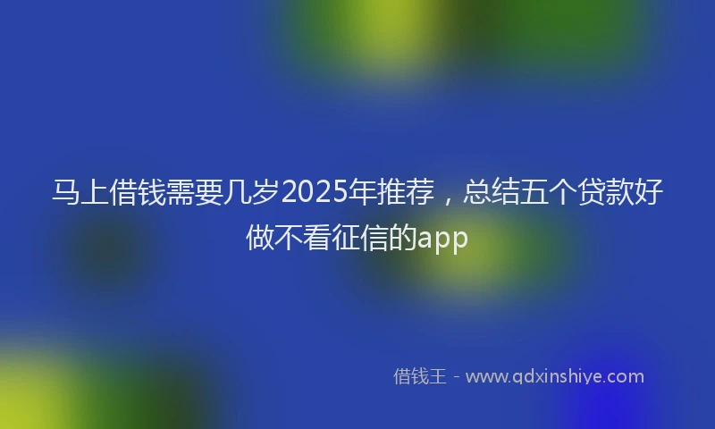 马上借钱需要几岁2025年推荐，总结五个贷款好做不看征信的app