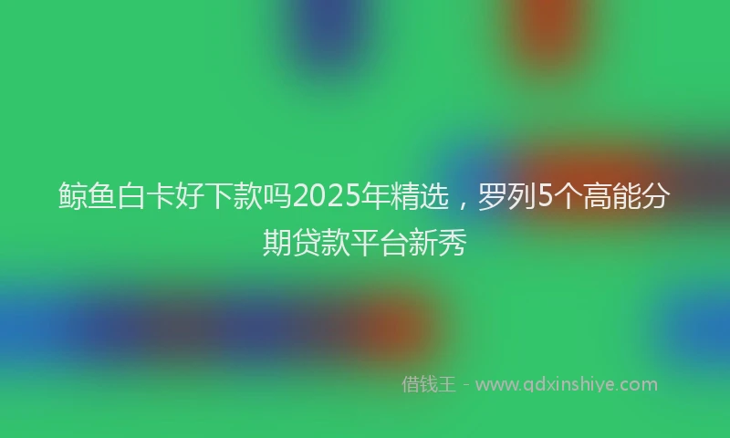 鲸鱼白卡好下款吗2025年精选，罗列5个高能分期贷款平台新秀