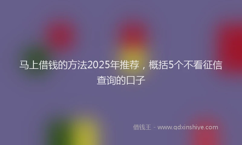 马上借钱的方法2025年推荐，概括5个不看征信查询的口子