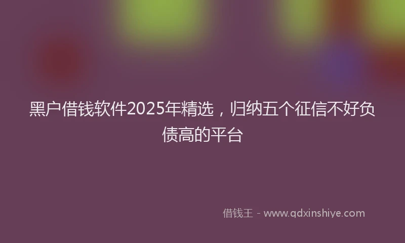 黑户借钱软件2025年精选，归纳五个征信不好负债高的平台