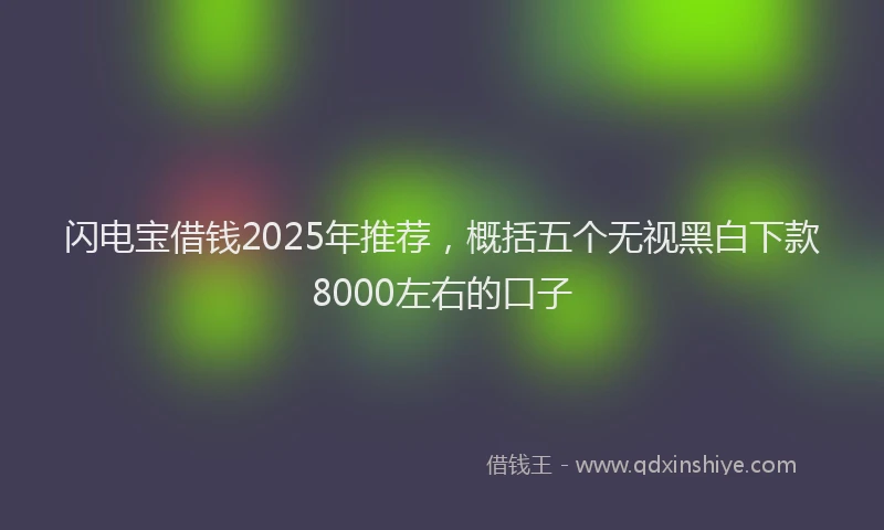 闪电宝借钱2025年推荐，概括五个无视黑白下款8000左右的口子