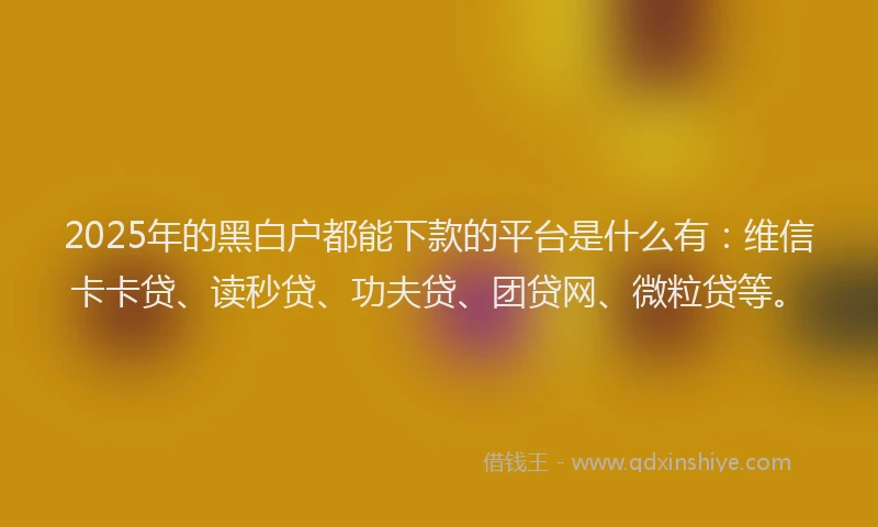 2025年的黑白户都能下款的平台是什么有：维信卡卡贷、读秒贷、功夫贷、团贷网、微粒贷等。