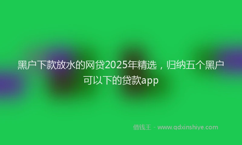 黑户下款放水的网贷2025年精选，归纳五个黑户可以下的贷款app