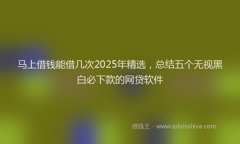 马上借钱能借几次2025年精选，总结五个无视黑白必下款的网贷软件