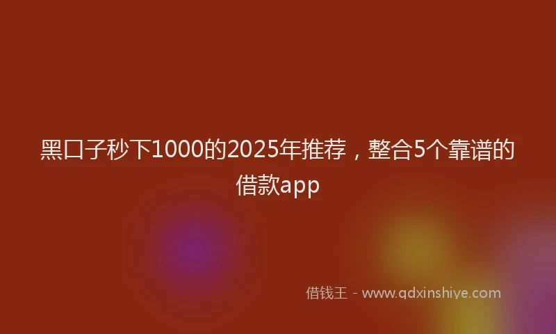 黑口子秒下1000的2025年推荐，整合5个靠谱的借款app